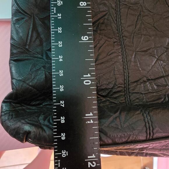 Galaday Removeable‎ Fur Detail Crinkle Leather Handbag Shoulder Purse Tote Black - Picture 16 of 16